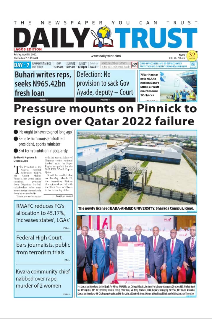 Nigerian Newspapers Daily Front Pages Review Friday April