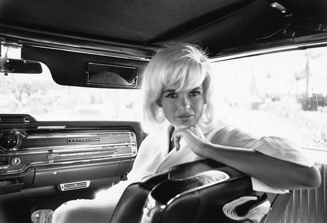 Portrait of Jayne Mansfield -born-vera-jayne-palmer-seated in a car