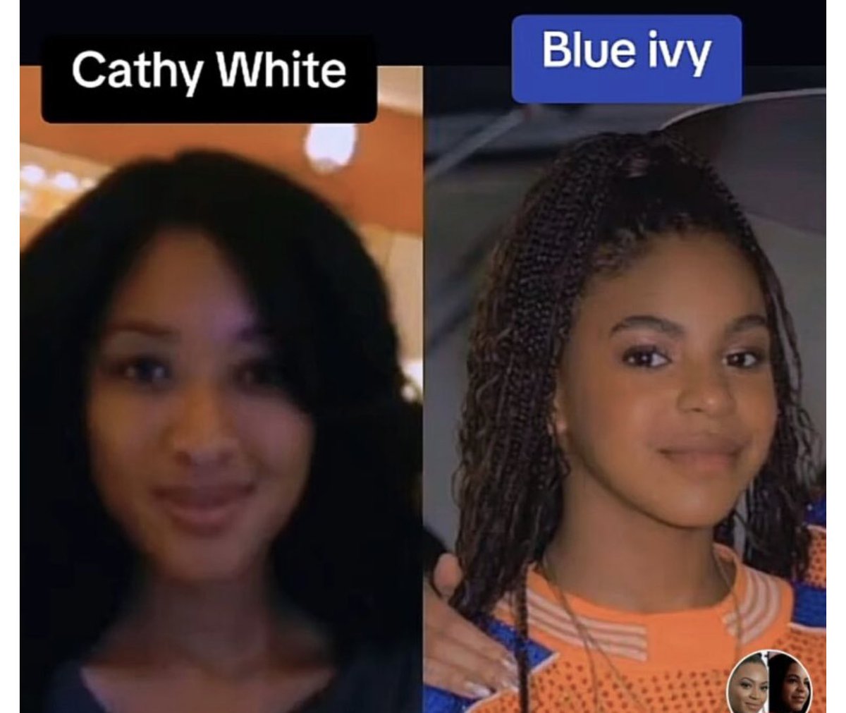 Cathy White and Blue Ivy picture side by side