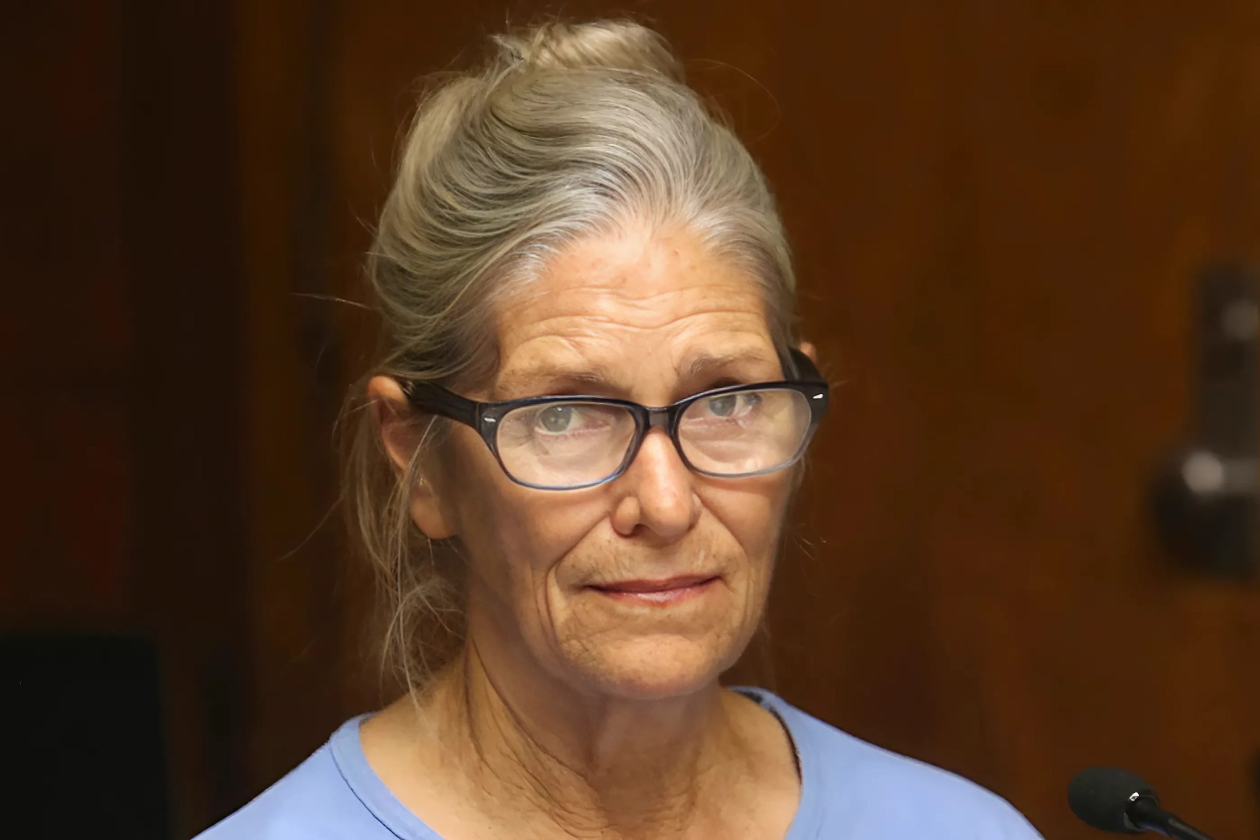 Leslie Van Houten attends a parole hearing in Corona, California