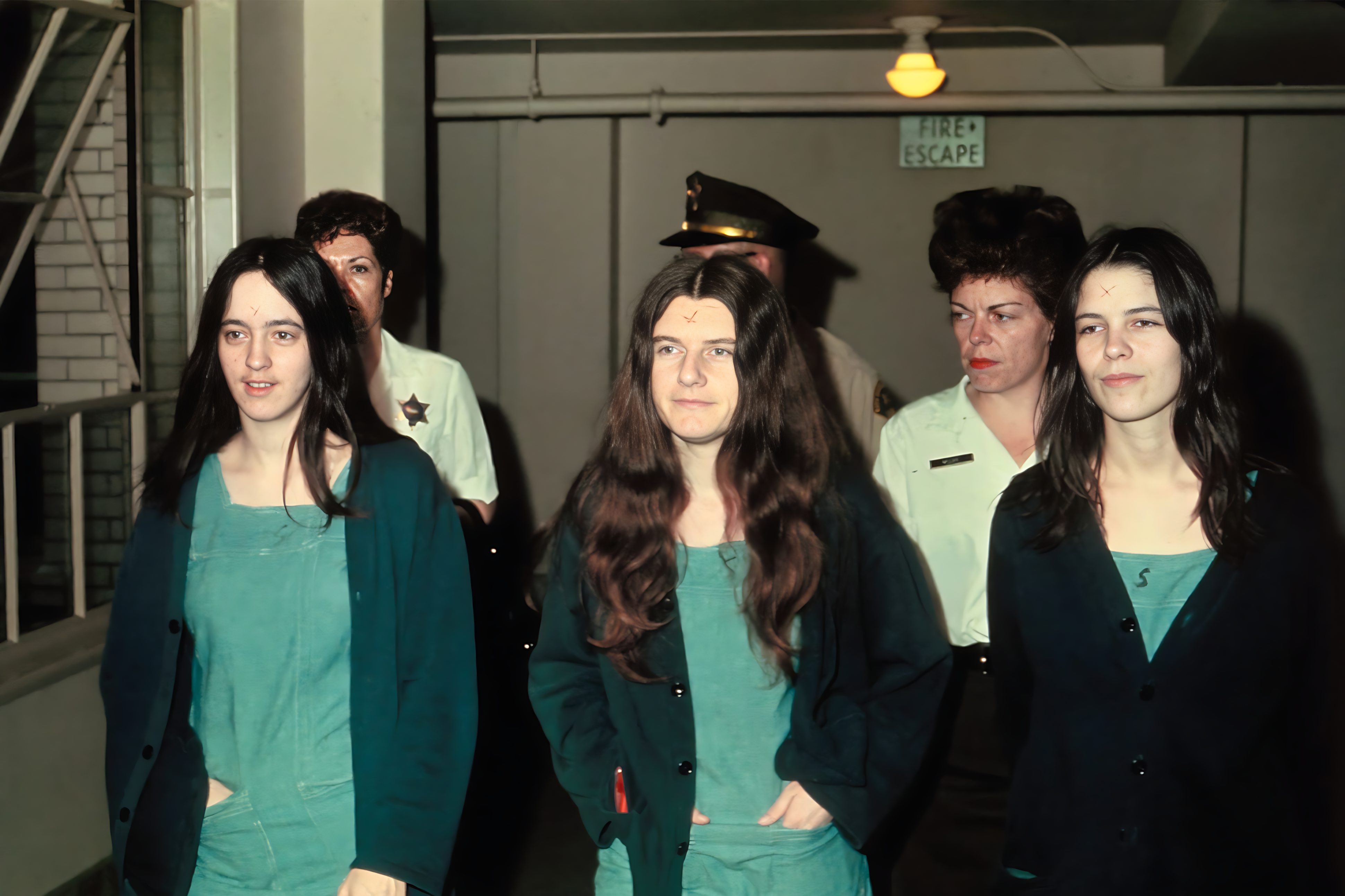 Manson Family members Susan Atkins, Patricia Krenwinkle, and Leslie van Houton