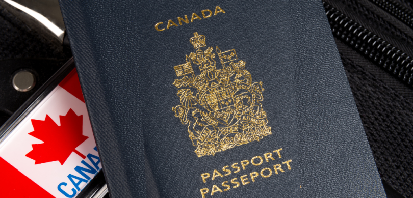 Canadian Passport and Flag