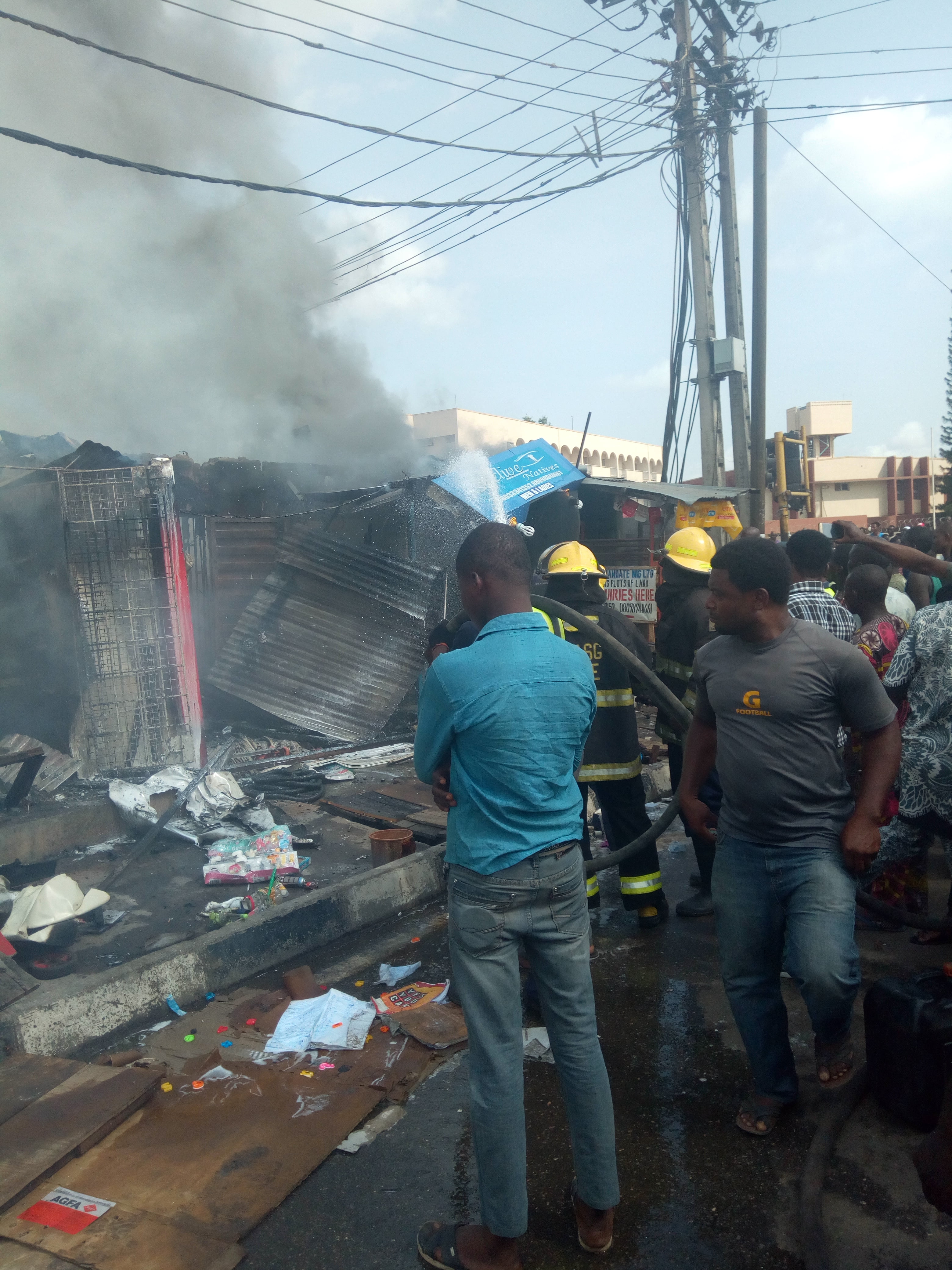 Breaking: Millions Gone As Fire Razes Shops In Aguda, Lagos (Video/Photos)