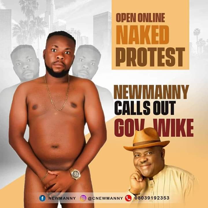 Popular Entertainer Strips Naked To Protest Against Gov. Wike (Photo)