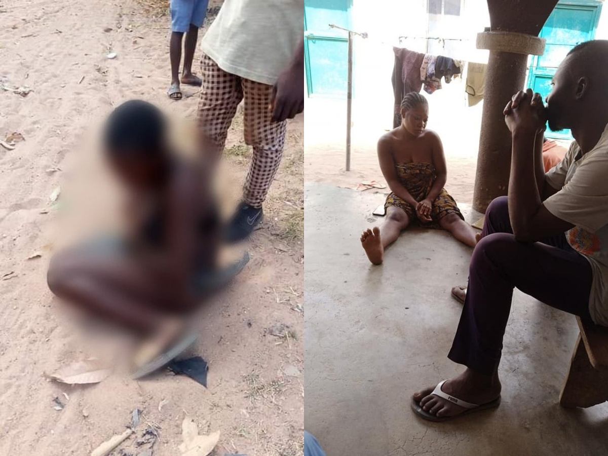 Female Thief Caught, Beaten And Stripped In Benue (video)