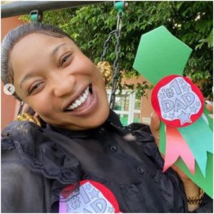 Tonto Dikeh Gets 'No 1 Dad' Badge At Her Son's School