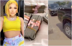 Bobrisky Shows Off Huge Security Entourage He Used To Withdraw N100m