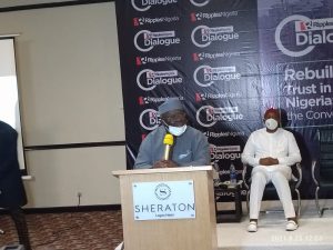 Pa Ayo Adebanjo speaking at the Ripples Dialogue