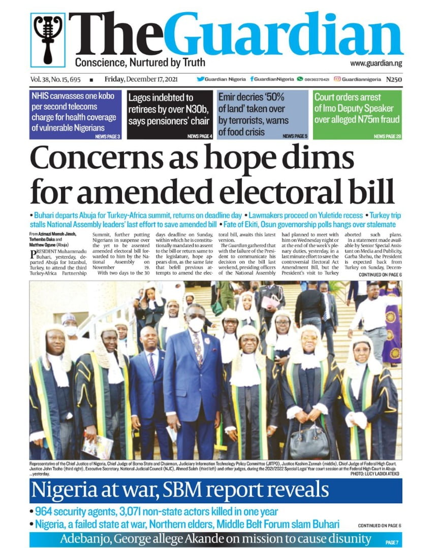 Nigerian Newspapers Daily Front Pages Review Friday 17 December 21