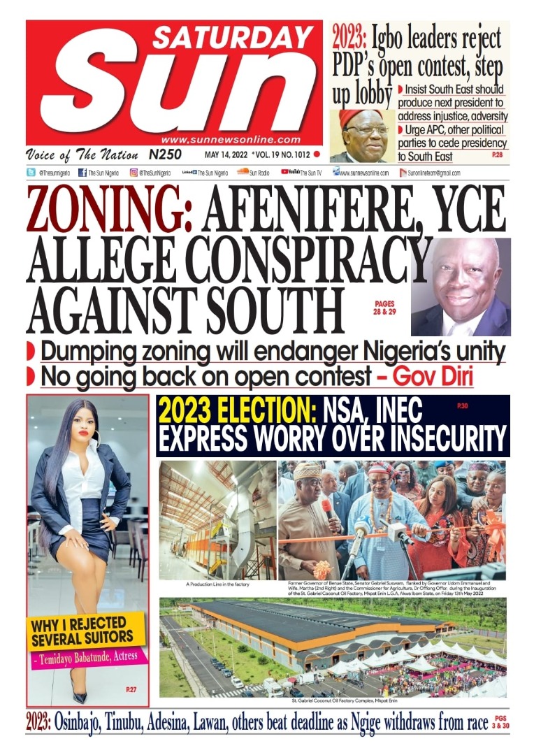 Nigerian Newspapers Daily Front Pages Review Saturday 14th May 22