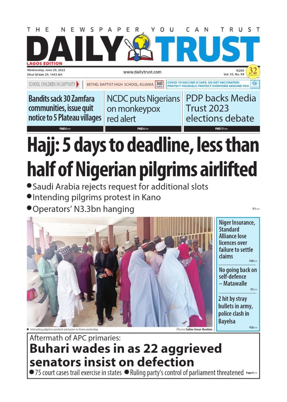 Nigerian Newspapers Daily Front Pages Review | Wednesday, 29th June, 2022