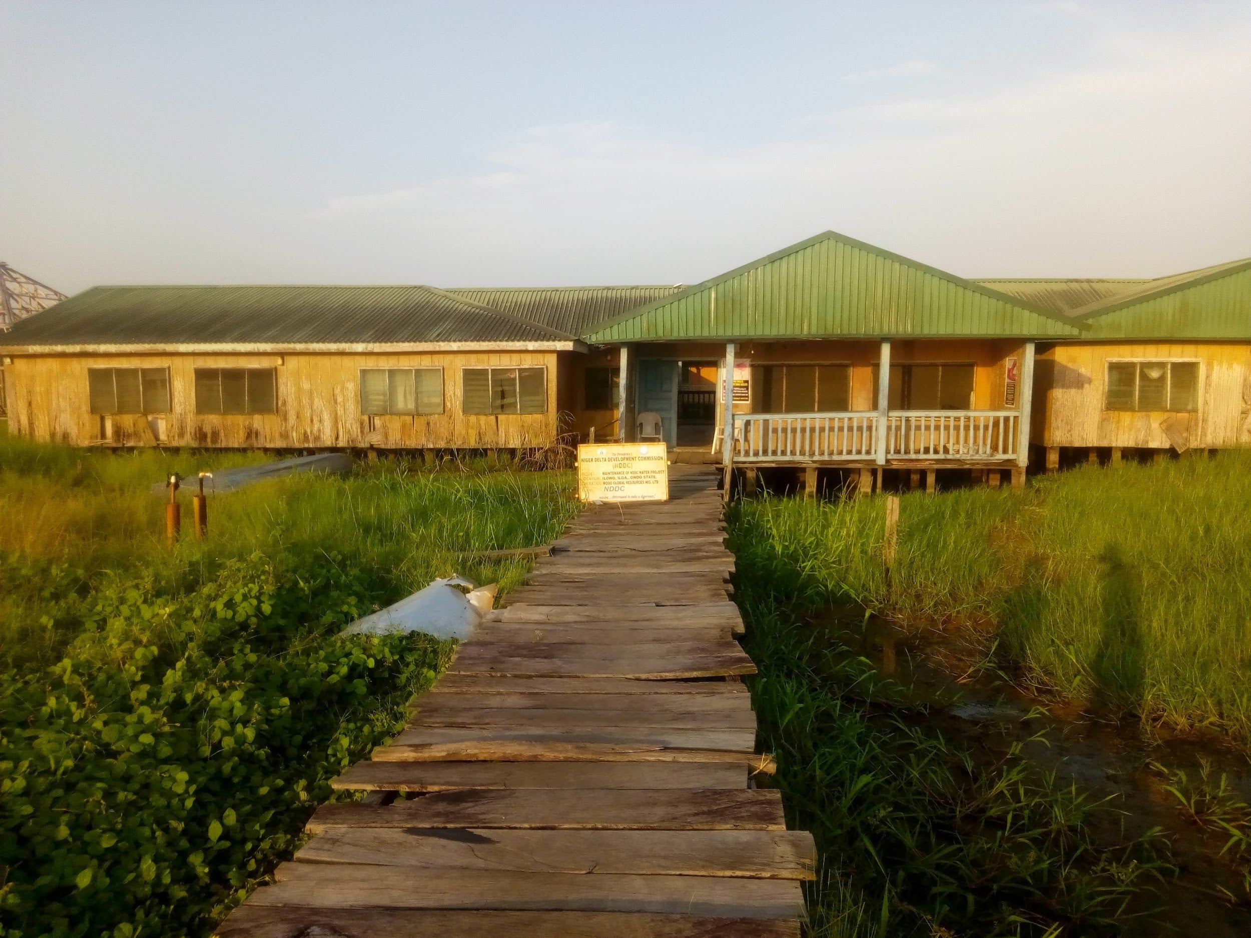 Abandoned Primary Health Center in Odu-Oretan community taken over by stagnant water and left in dilapidated condition