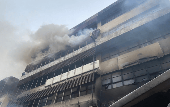 The building gutted by fire in Balogun Market In Lagos on Thursday, January 26.