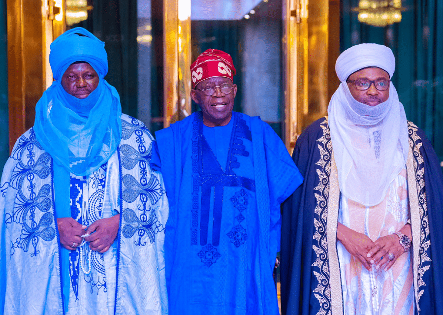 Tinubu Hosts Two Prominent Northern Emirs In Aso Rock [Photos]