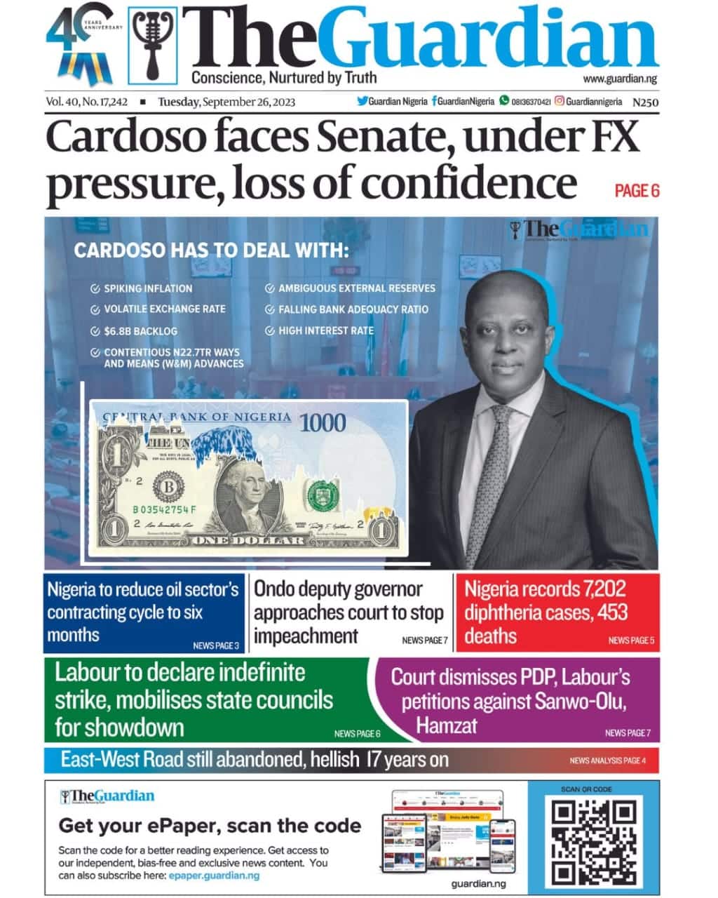 , Nigerian Newspapers Daily Front Pages Review | Tuesday 26th September, 2023, NigeriaDNA | Breaking News &amp; Top Headlines