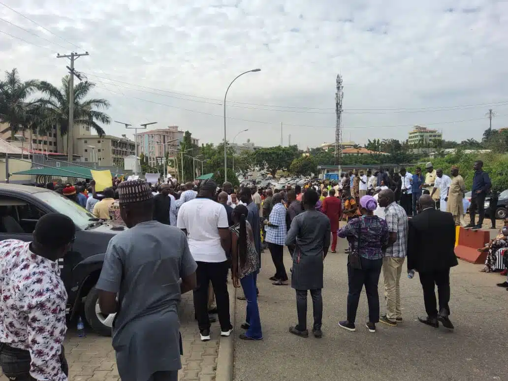 Heavy Security As Ajaka Sdp Supporters Storm Inec Headquarters