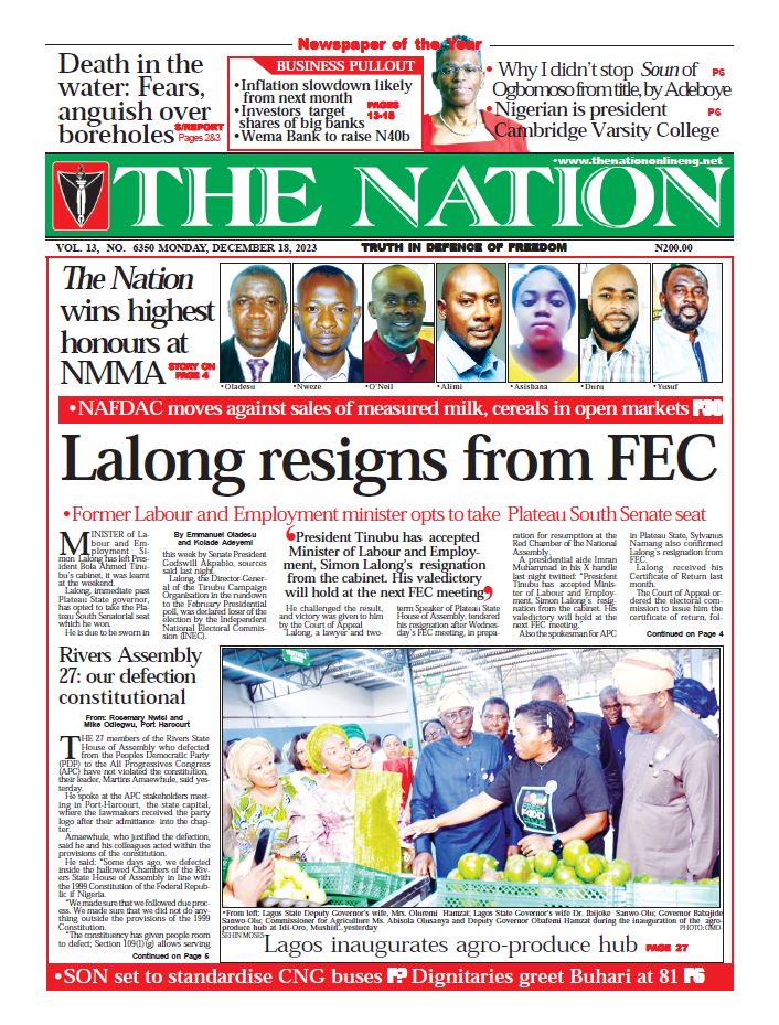 Nigerian Newspaper Front Pages Today Monday 18th December 2023