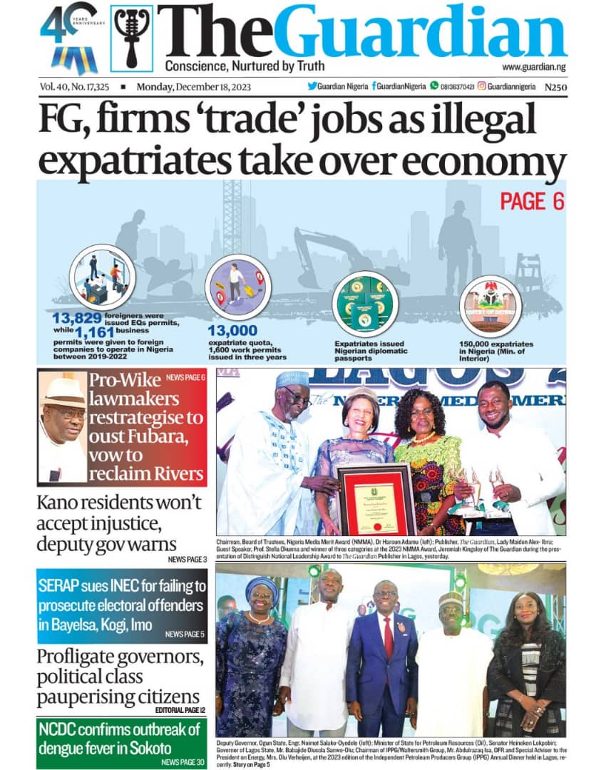 , Nigerian Newspapers Daily Front Pages Review | Monday 18th December, 2023, NigeriaDNA | Breaking News &amp; Top Headlines