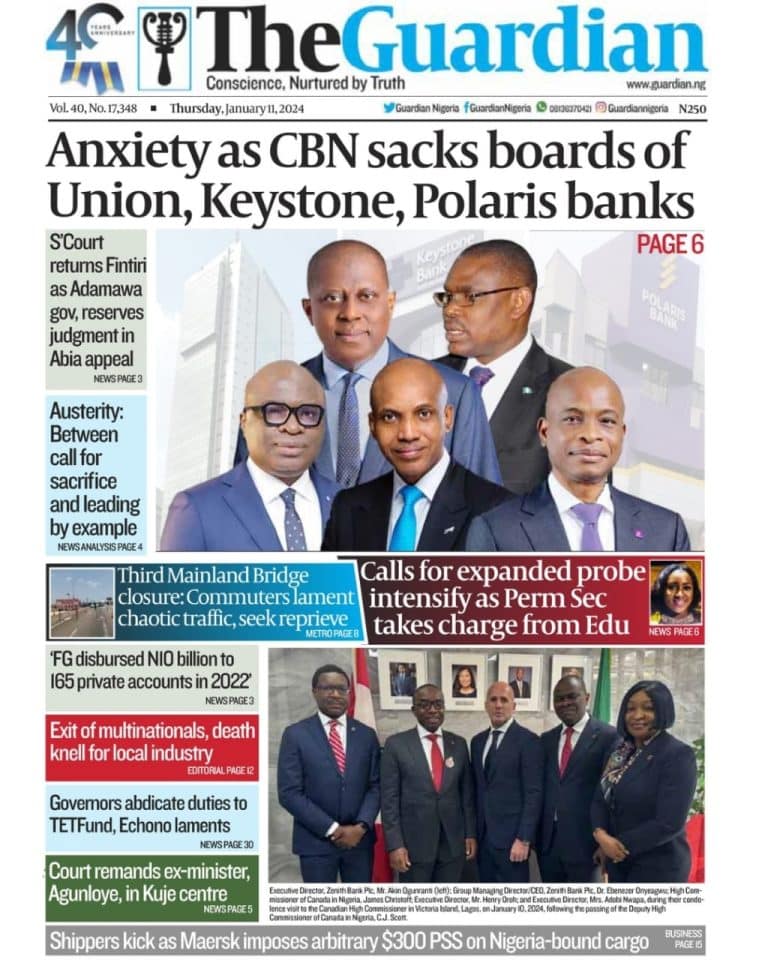 Nigerian Newspapers Daily Front Pages Review Thursday 11th January 2024   IMG 20240111 WA0001 768x960 