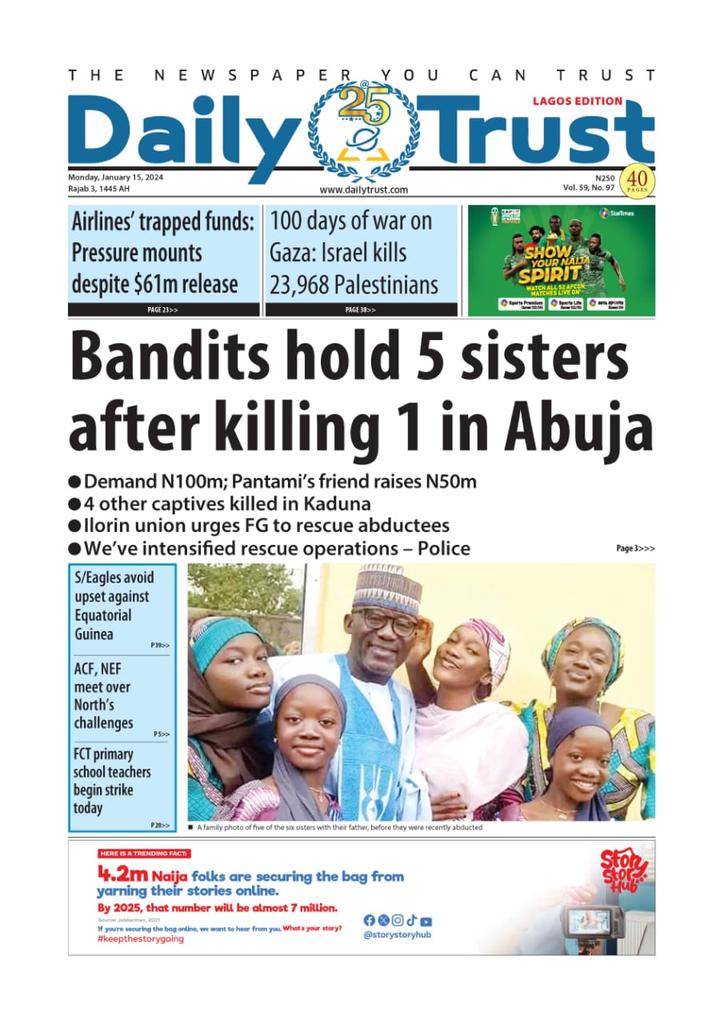 Nigerian Newspapers Daily Front Pages Review Monday 15th January 2024   IMG 20240115 WA0003 