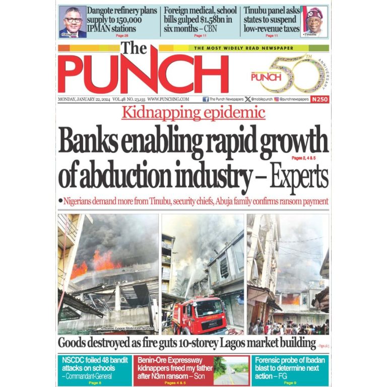 Nigerian Newspapers Daily Front Pages Review Monday 22nd January 2024   IMG 20240122 WA0002 768x768 