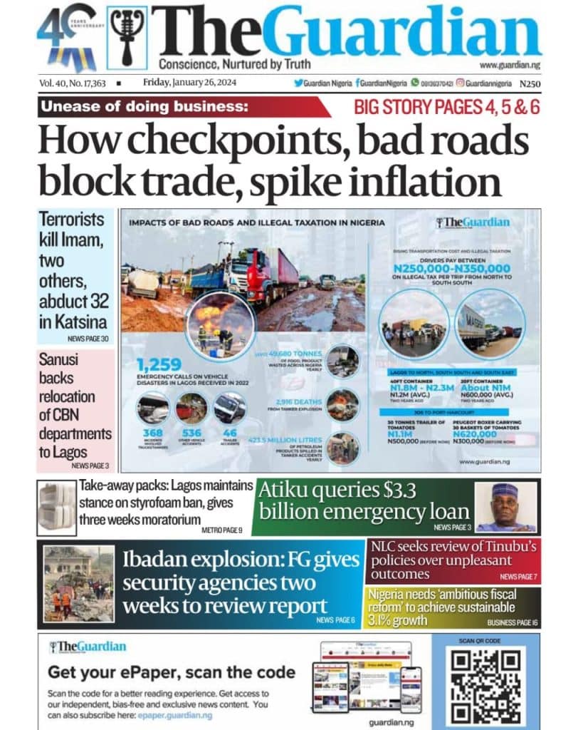 Nigerian Newspapers Daily Front Pages Review Friday 26th January 2024   IMG 20240126 WA0005 819x1024 