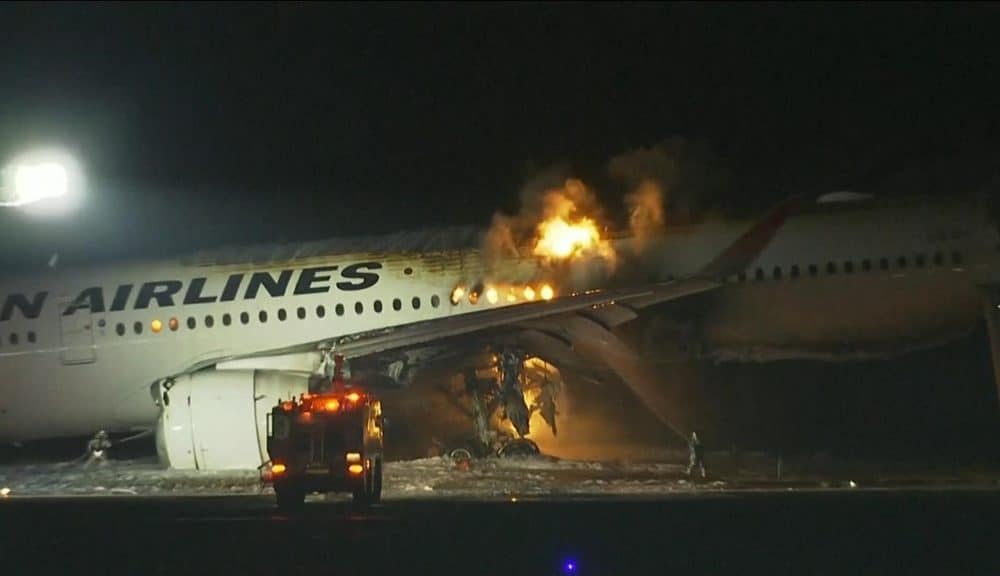 Japan Airline Plane On Fire After Collision With Coast Guard Aircraft ...