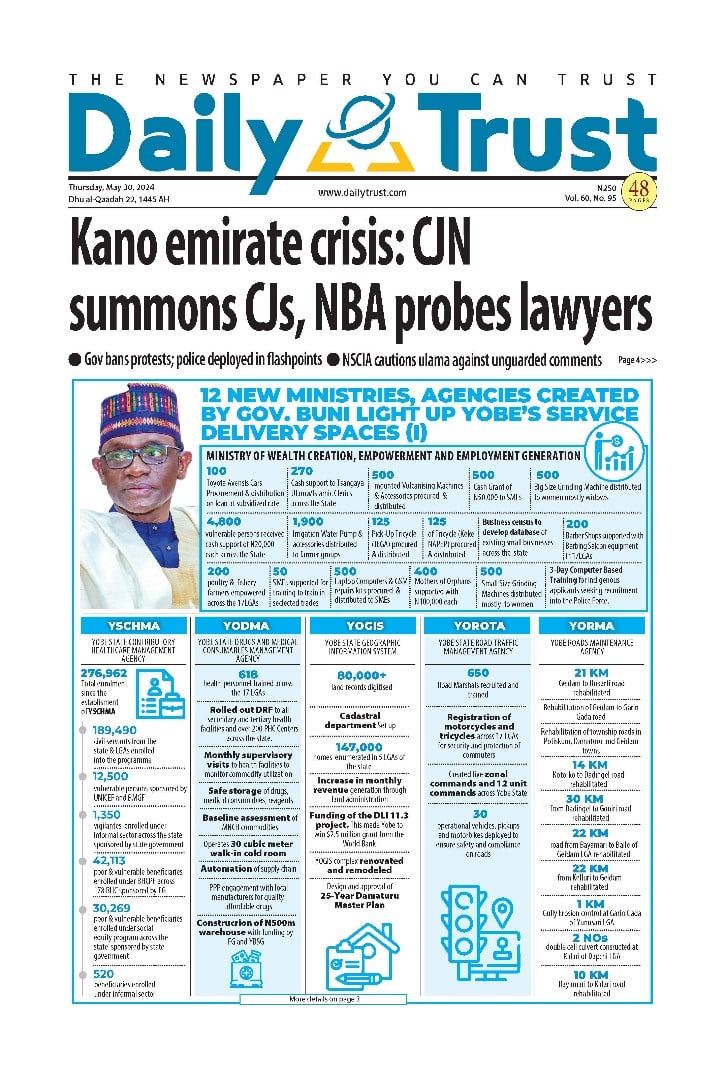 Nigerian Newspapers Daily Front Pages Review | Thursday 30th May, 2024