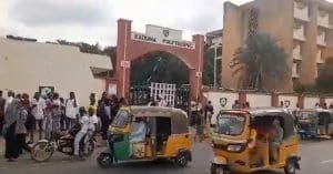 VIDEO: Labour Locks Kaduna Polytechnic Students Out Of Campus Over Nationwide Strike