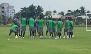 Super Eagles players in training in Uyo ahead of their 2026 World Cup qualifiers clash against South Africa.