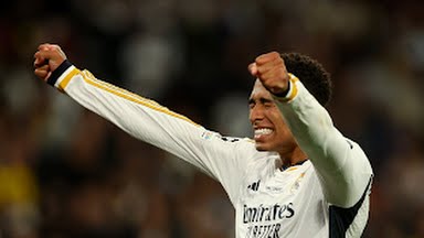 Jude Bellingham of Real Madrid celebrates as he wins his first UEFA Champions League title. 