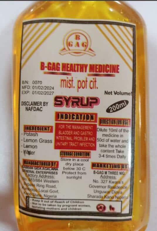 Don't Buy B-GAG Healthy Syrup - NAFDAC Tells Nigerians