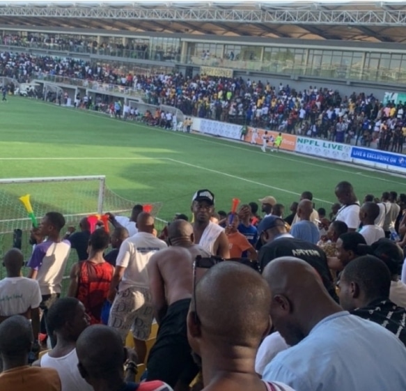 A set of fans watching Sporting Lagos game at Onikan stadium last season. 