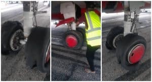 Photos: Aircraft Tyres Burst While Attempting To Take Off From Adamawa Airport