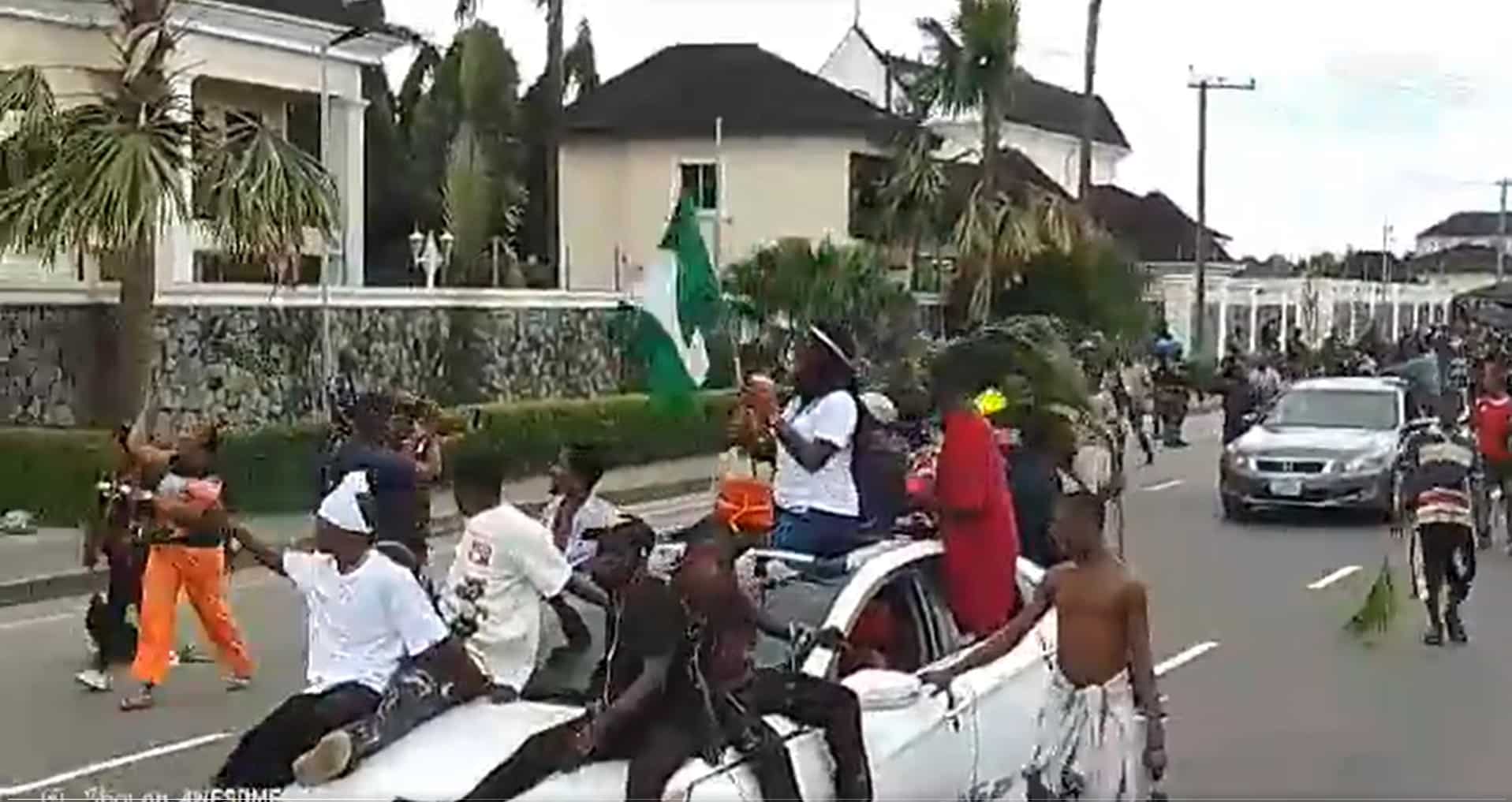 JUST IN: Protesters Storm FCT Minister, Wike’s Private Residence In Port Harcourt [Video]