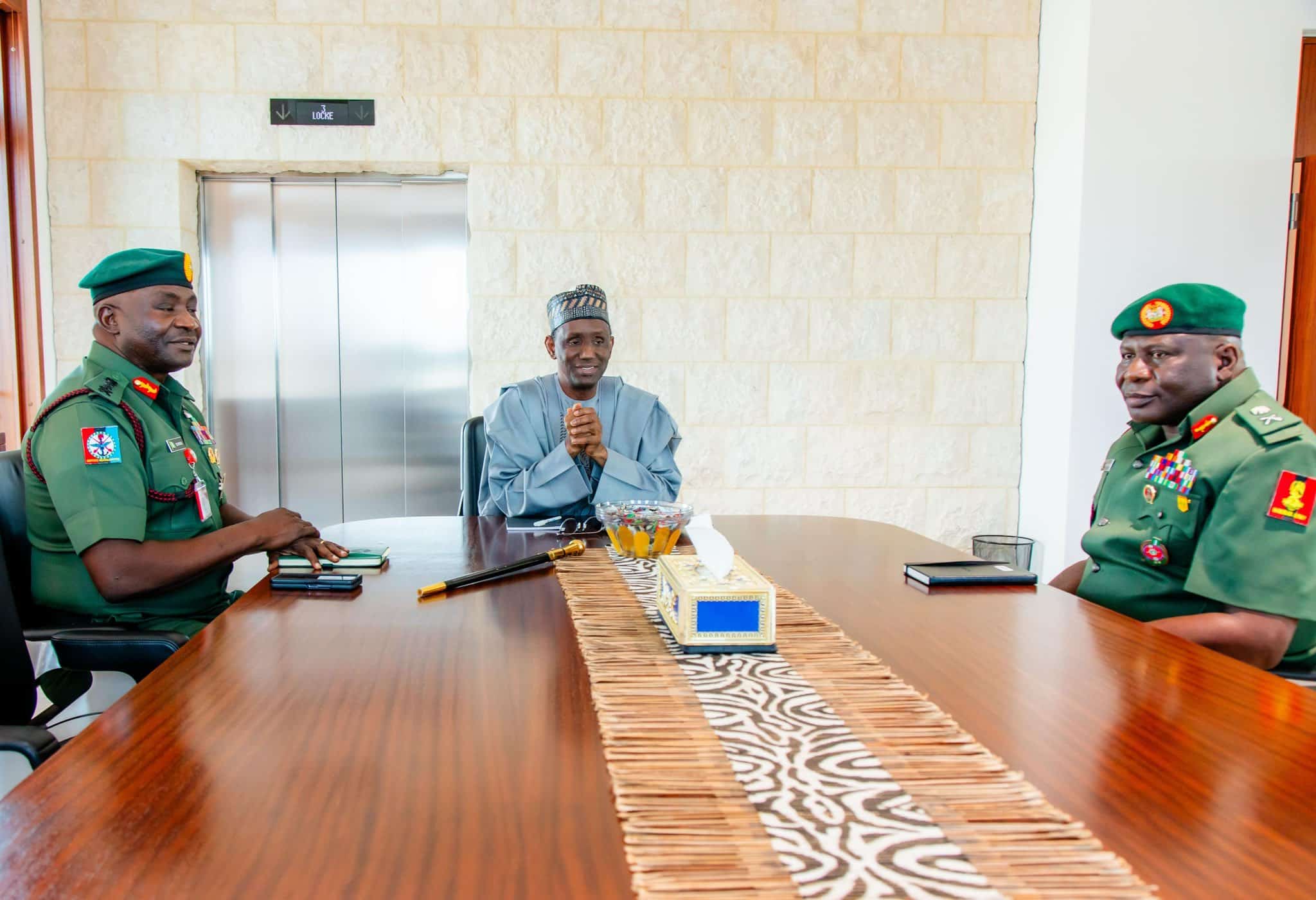 Acting COAS, Oluyede Meets NSA Ribadu, CDS Musa (Photos)