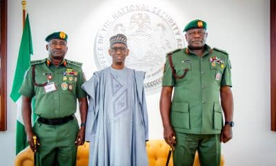 Acting COAS, Oluyede Meets NSA Ribadu, CDS Musa (Photos)