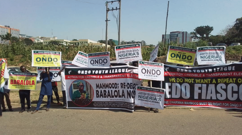 JUST IN: Protest Rocks INEC Office Over Demand For Ondo REC Redeployment