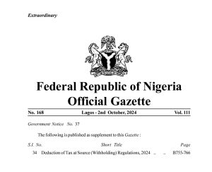 FG Gazettes 2024 Withholding Tax Regulations