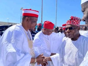 PHOTOS: Shettima, Saraki Arrives Kano As Obasanjo Storms Kwankwaso’s Daughter’s Wedding In Red Cap