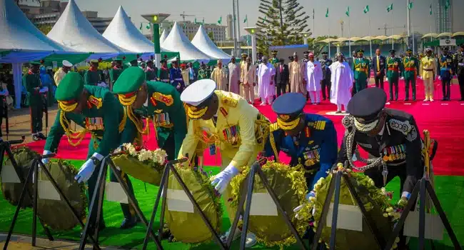 Navy, Airforce Officers Slump During Armed Forces Remembrance Day Parade