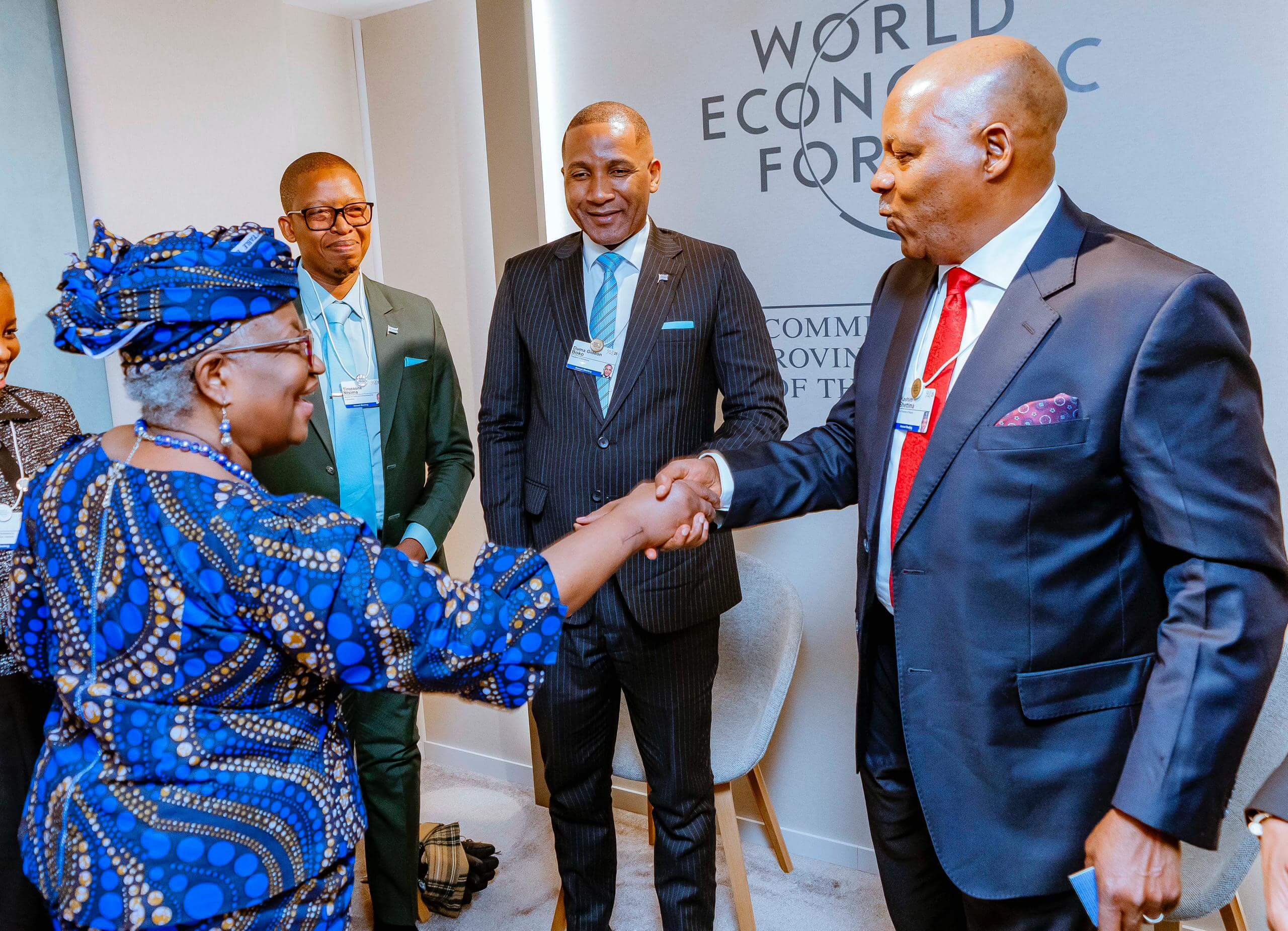 WEF: Shettima Holds Talk With Botswana's President, Meet WTO DG, Okonjo-Iweala