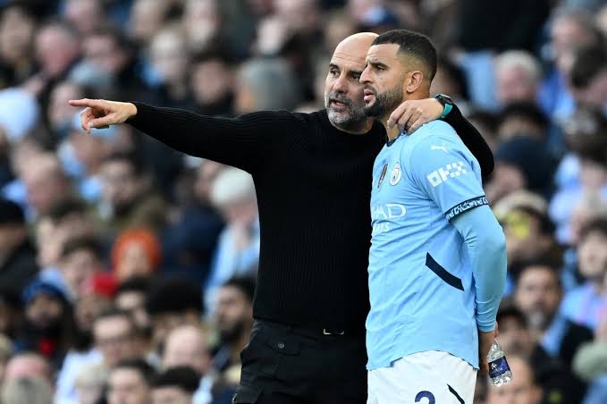 Pep Guardiola and Kyle Walker