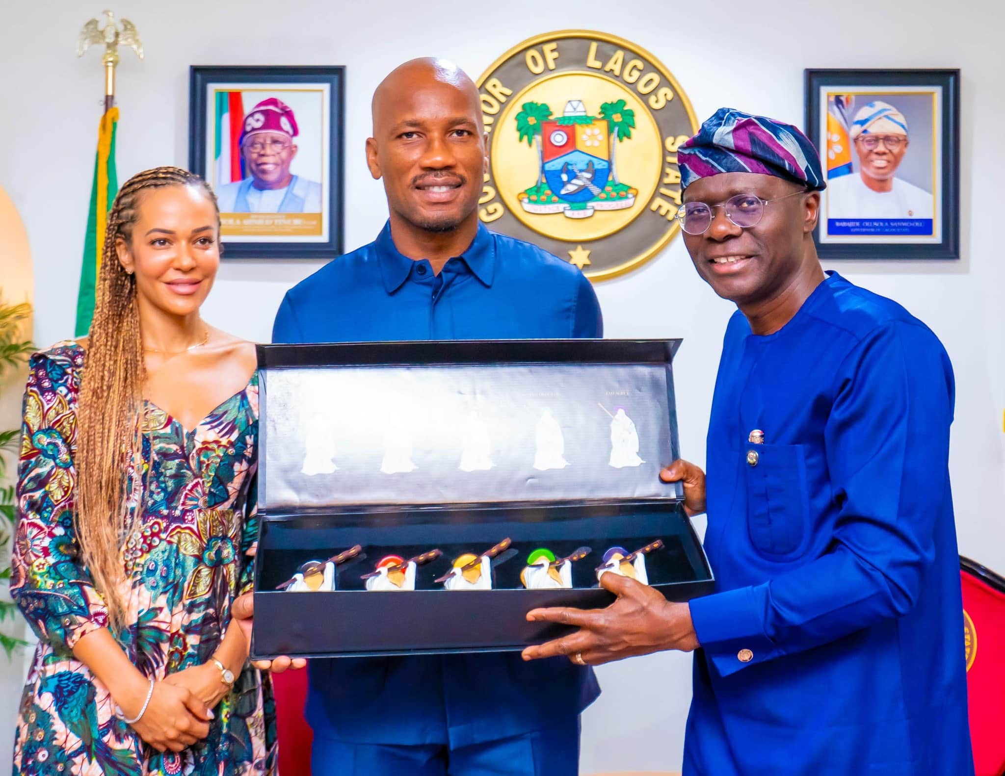 VIDEO: Ex-Chelsea Star, Didier Drogba Visits Gov Sanwo-Olu In Lagos