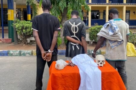 Three Suspects Arrested In Imo With Human Skull, Ritual Items