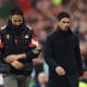 Mikel Arteta of Arsenal and Ruben Amorim of Manchester United