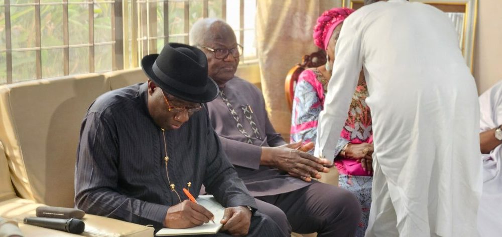 Ex-President, Jonathan Visits Late Pa Adebanjo’s Home